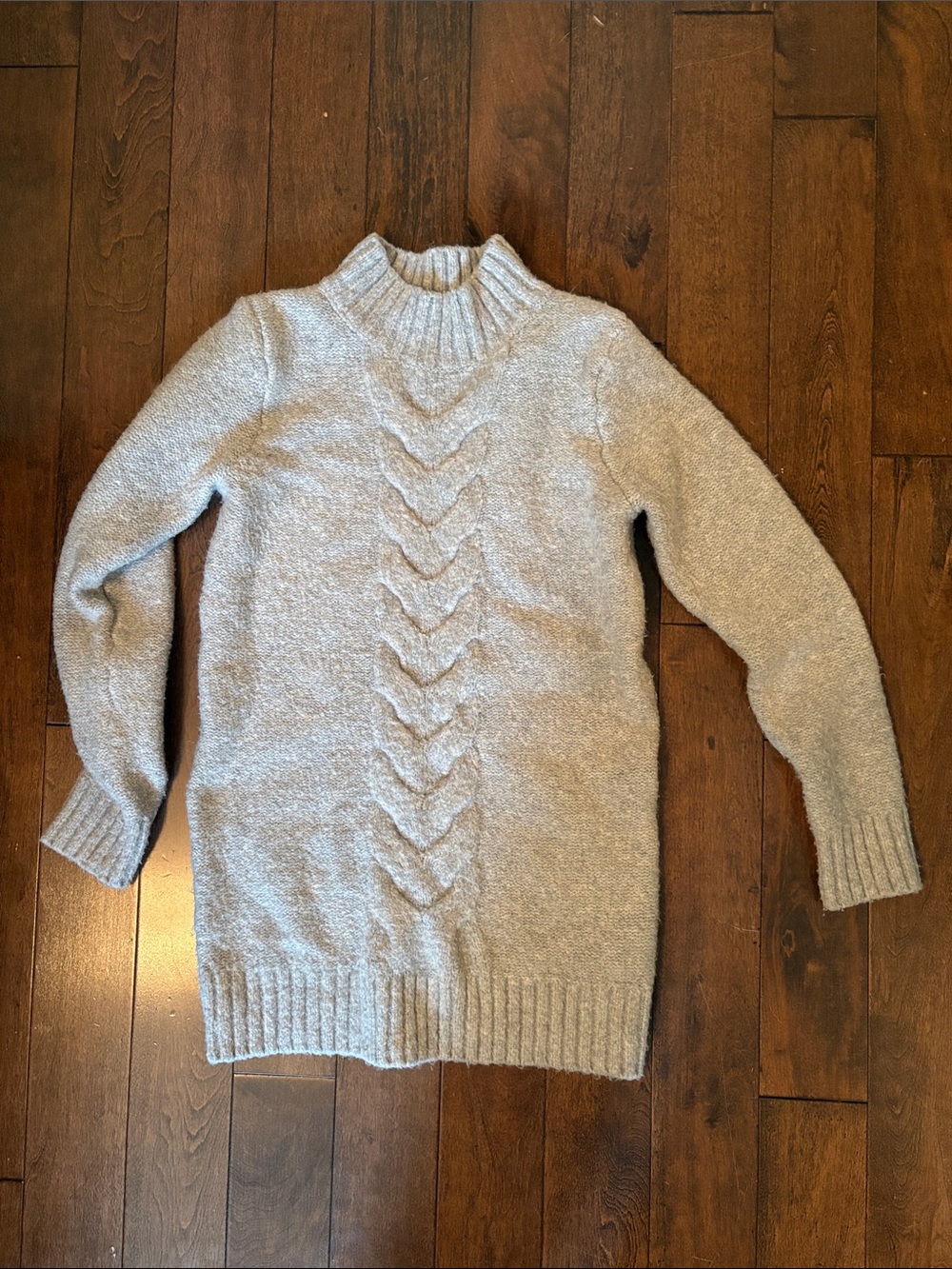 Roots Light Gray Cable Knit Mock Neck Sweater